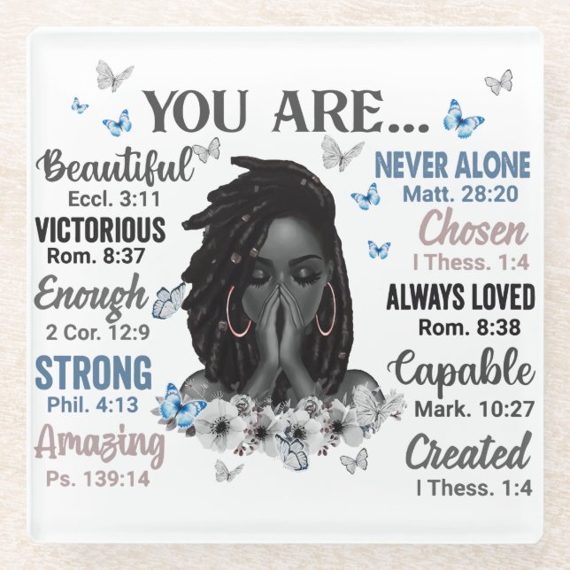 You Are Black Queen Melanin Women God Says Glass Coaster (Front)