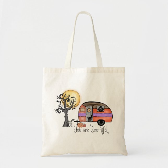You Are Boo-tiful – Camper Van with Spooky Tree Tote Bag (Front)