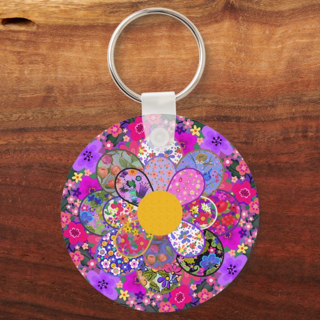 You Are Booming Beautiful Quilted Flower Beautiful Keychain (Front)