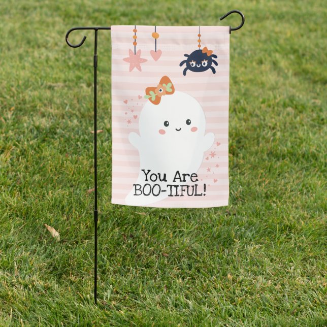 You are Bootiful Kawaii Ghost Halloween Garden Flag (In SItu)