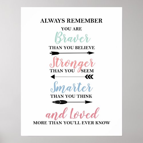 You are Braver print poster for childs room