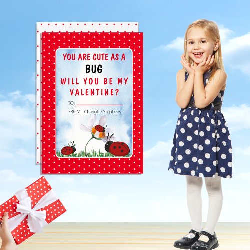 You Are Cute As A Bug Valentines Day Classroom Note Card