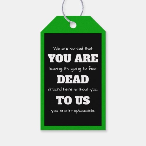 You Are Dead To Us Funny Co_worker Leaving  Gift Tags