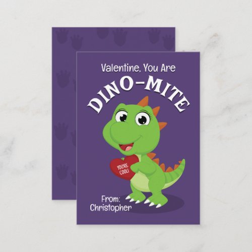 You Are Dino_Mite Dinosaur Classroom Valentines   Note Card