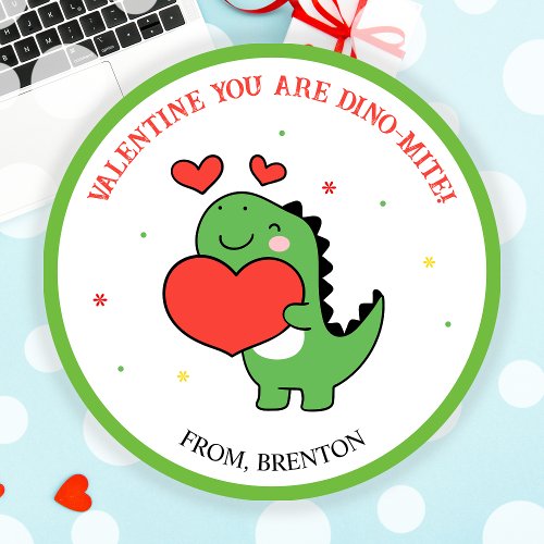 You Are Dino_Mite Dinosaur Valentines Day Stickers