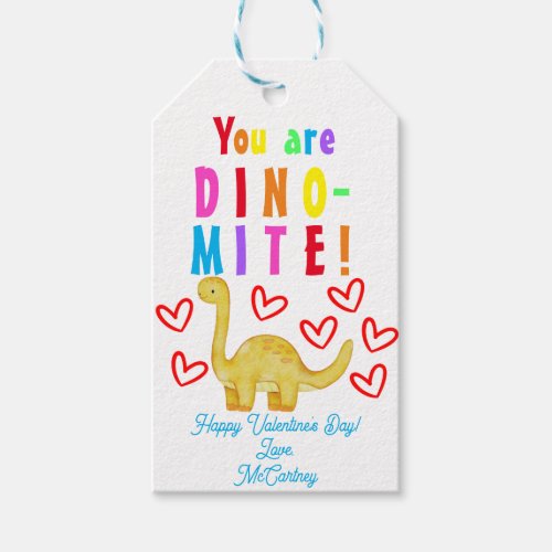 You are DINO_mite Kids Valentines Gift Tag