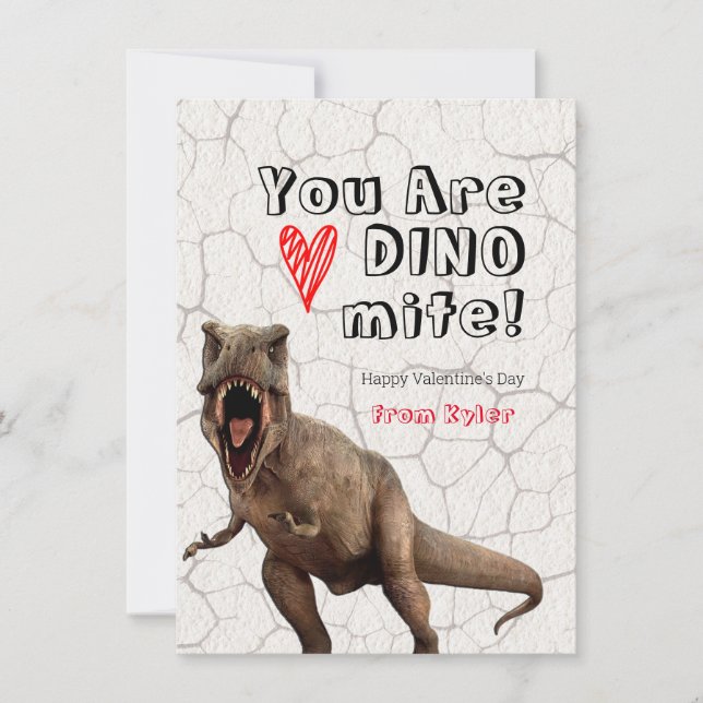 You are DINOmite Classroom Valentine's Cards (Front)