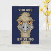 You Are Emusing Funny Emu Pun Greeting Card (Yellow Flower)