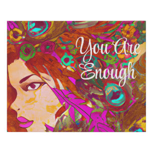 You Are Enough Abstract Art   Women with Feathers Faux Canvas Print