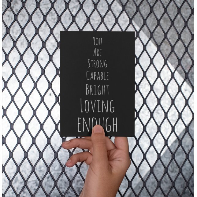You Are Enough Black Affirmation Postcard (Creator Uploaded)