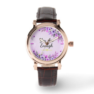 You Are Enough Floral Inspirational Women's Watch