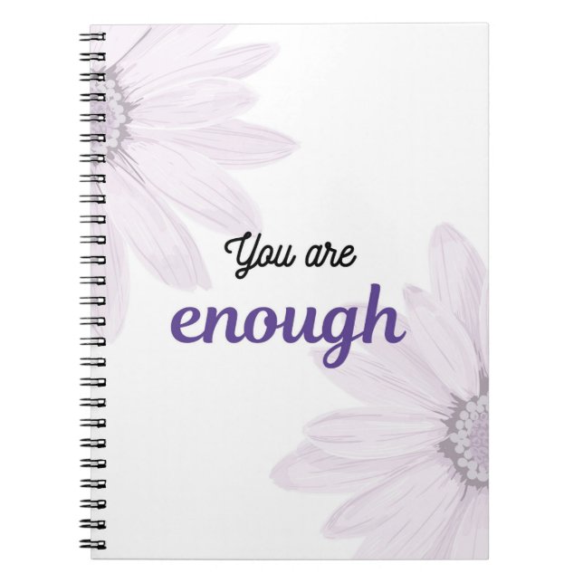 You Are Enough Floral Notebook | Purple Aesthetic  (Front)