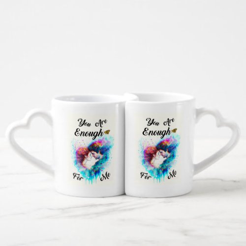 You Are Enough For Me Bestie Couple Love Valentine Coffee Mug Set