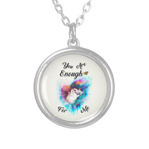 You Are Enough For Me Bestie Couple Love Valentine Silver Plated Necklace