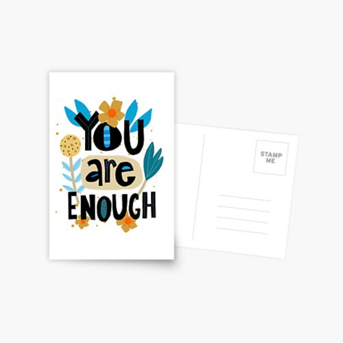 You Are Enough Hand Lettered Inspirational Quote   Postcard
