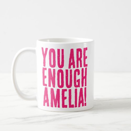 You Are Enough Hot Pink Motivational Message Coffee Mug