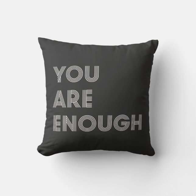 You Are Enough Inspirational Retro 70s Typography Throw Pillow (Front)