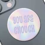 You are enough inspirational soft pastel rainbow PopSocket<br><div class="desc">PopSocket featuring the text "you are enough" in light purple on a soft pastel rainbow pattern background.</div>