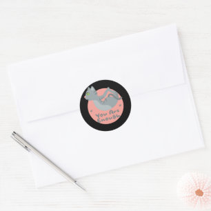 You are enough Kawaii gray cat practicing yoga Classic Round Sticker