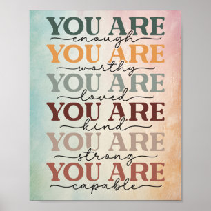 You Are Enough Minimalist Quote Poster