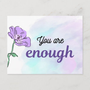 You Are Enough Purple Floral Self Love Gift Enclosure Card