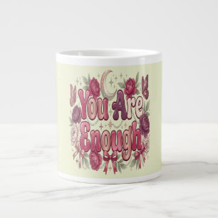 You Are Enough Self Love Bubble Typography for W Giant Coffee Mug