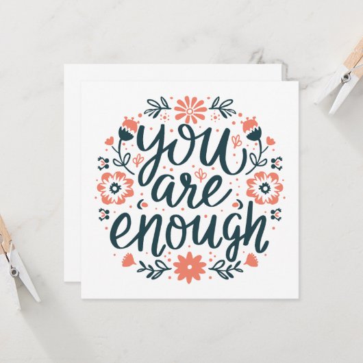 You are enough self love positive quotes floral (Front/Back In Situ)