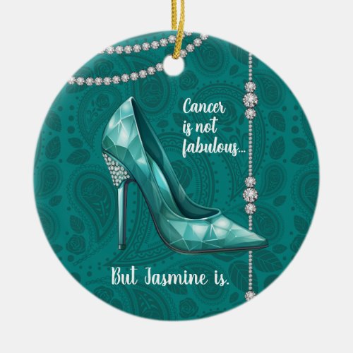 You Are Fabulous Teal Ovarian Cancer Ceramic Ornament