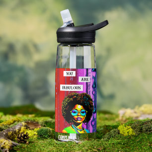 You Are Fabulous Woman of Color Colorful Water Bottle
