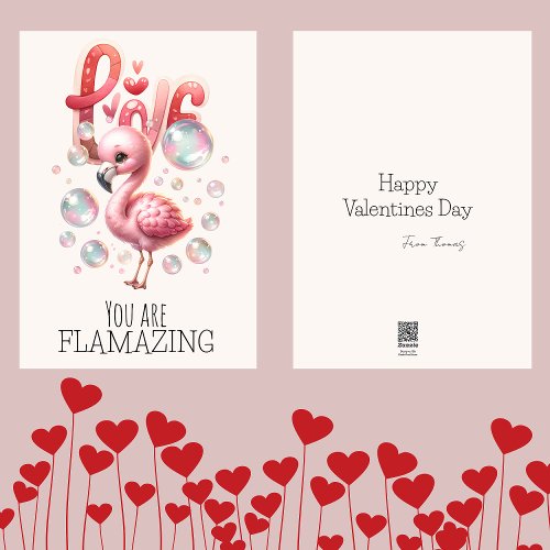 You Are Flamazing Kids Valentines Cute Flamingo Holiday Card