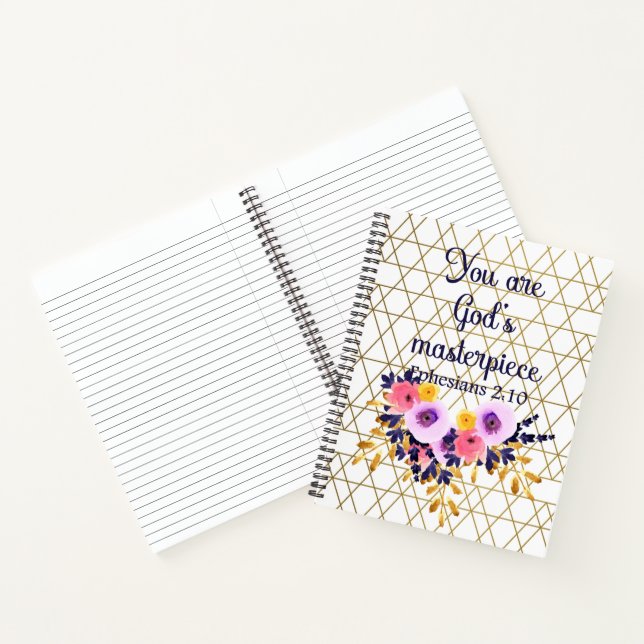 You Are God's Masterpiece Bible Verse Christian Notebook (Inside)