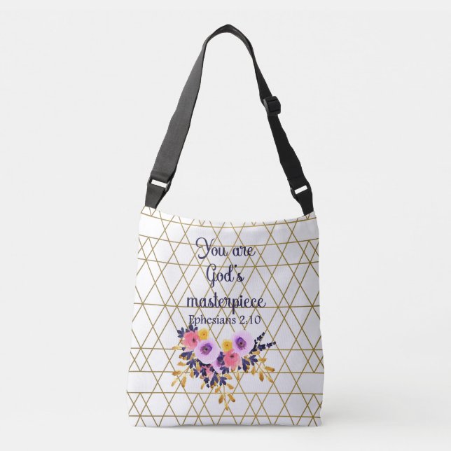 You Are God's Masterpiece Bible Verse Crossbody Bag (Front)