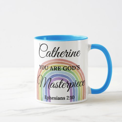 You are Gods masterpiece rainbow Christian mug