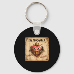 You Are Guilty You Stole My Heart Cute Valentine’s Keychain