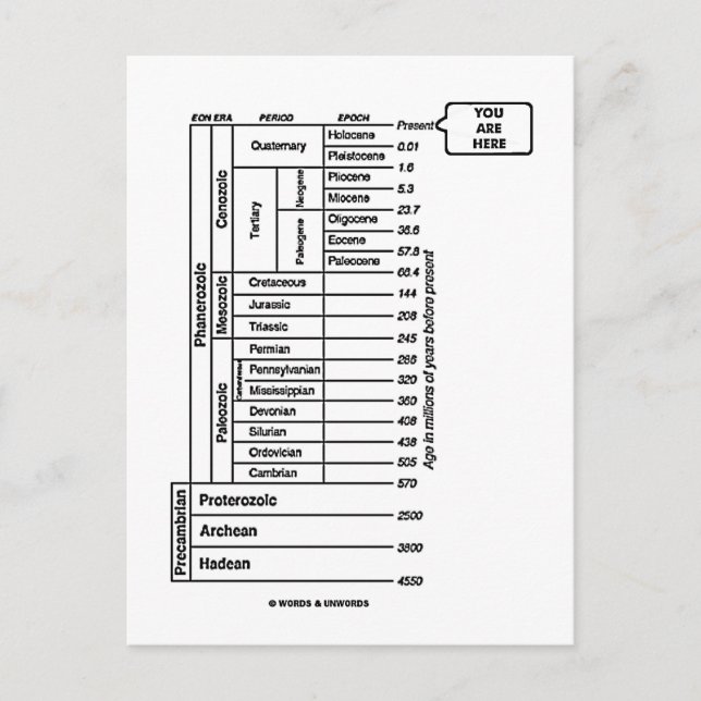 You Are Here (Geological Age Earth's History) Postcard (Front)