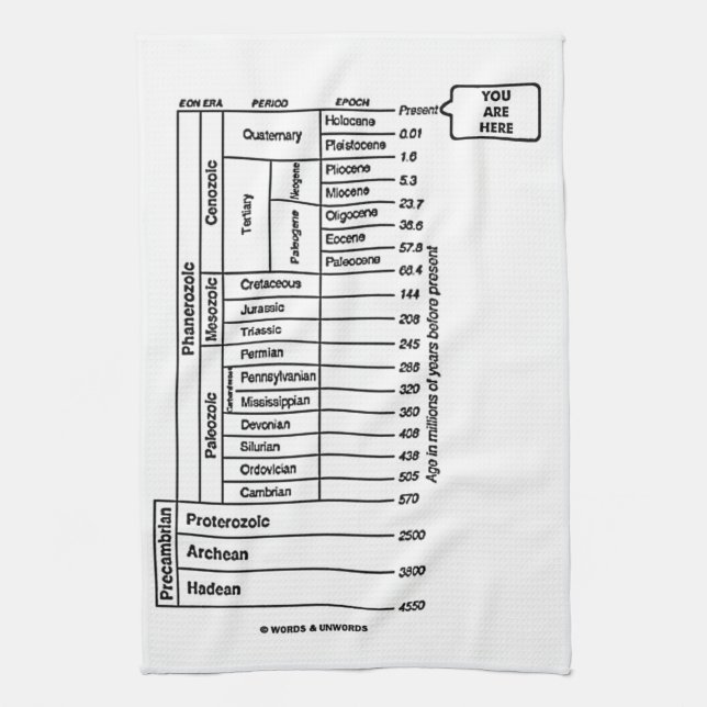 You Are Here (Geological Age Earth's History) Towel (Vertical)