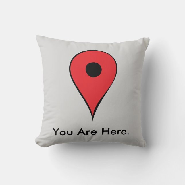 You Are Here Map Pin Throw Pillow (Front)