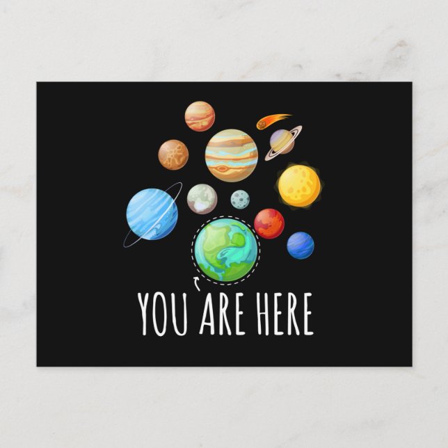 You Are Here Planet Astronaut Space Postcard (Front)
