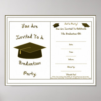 You Are Invited Brown Cap Graduation Party Invite Poster