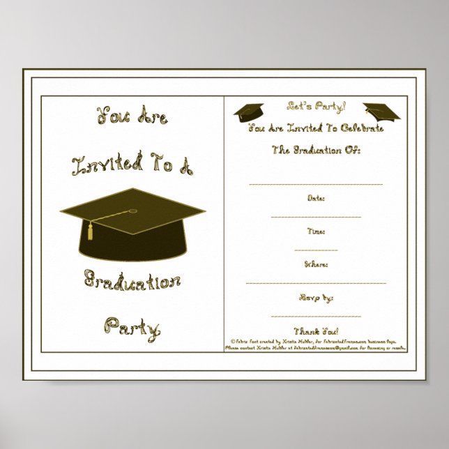 You Are Invited Brown Cap Graduation Party Invite Poster (Front)