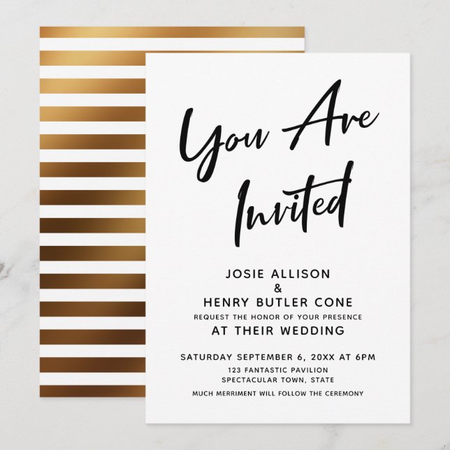 "You Are Invited" Calligraphy Modern Wedding Invitation (Front/Back)