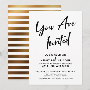 "You Are Invited" Calligraphy Modern Wedding Invitation
