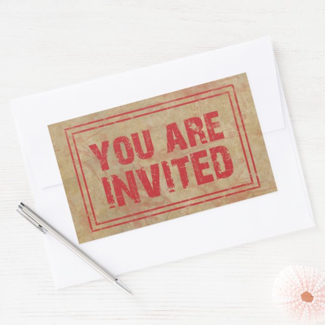 You Are Invited Creepy Stamp  Rectangular Sticker (Envelope)
