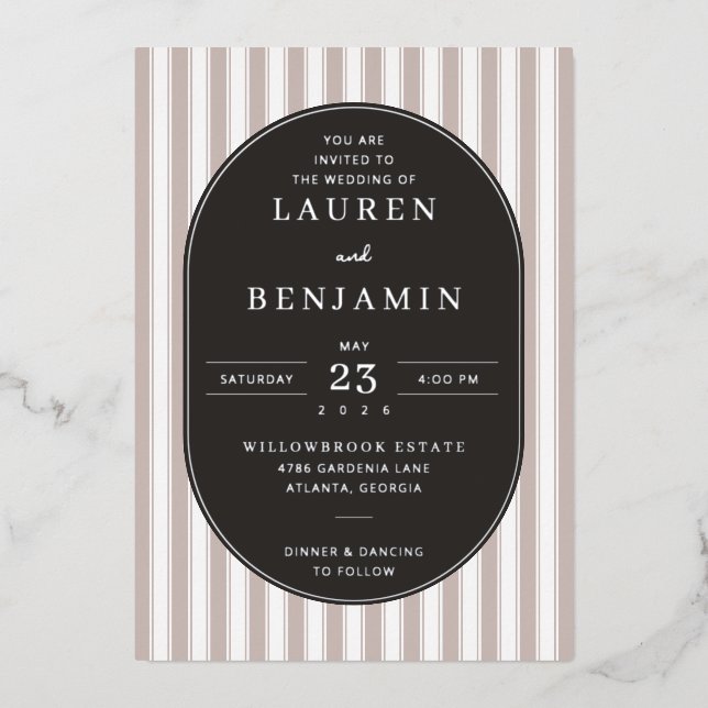 You Are Invited Elegant Beige Serif Foil Invitation (Front)