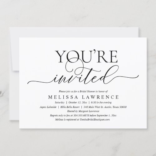 You Are Invited Modern Bridal Shower Party Invita Invitation