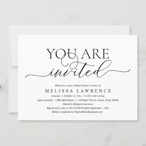 You Are Invited Modern Bridal Shower Party Invitation