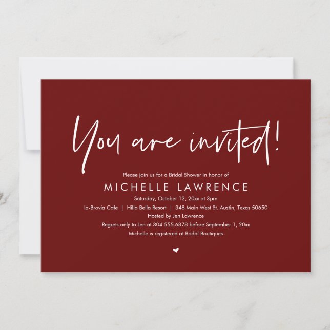 You are invited, Modern Casual Bridal Shower  Invi Invitation (Front)