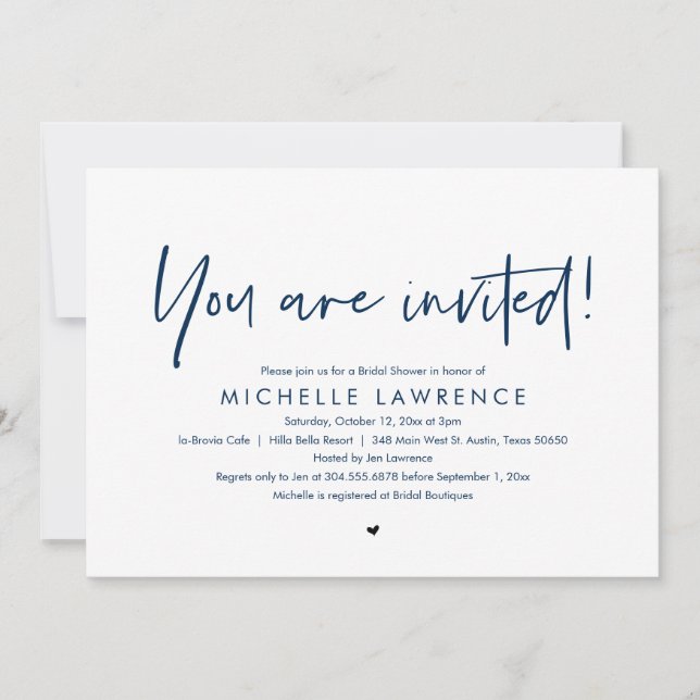You are invited, Modern Casual Bridal Shower Invit Invitation (Front)