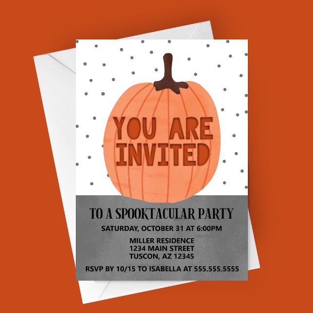 You are Invited Modern Pumpkin Halloween Invitation (You are Invited | Carved Pumpkin Spooktacular Halloween Party Invitation)