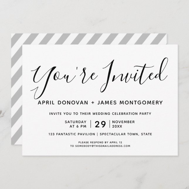 You are Invited Typography Wedding Invitation (Front/Back)
